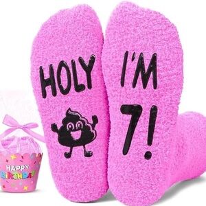 6-12yr- Fuzzy Socks Birthday Girl Gifts in Pink